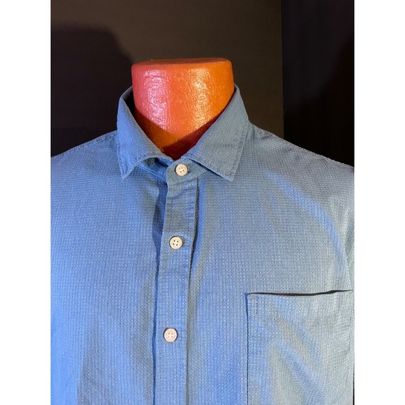 Tahari Blue Button Down Short Sleeve Slim Fit XL - Picture 2 of 10